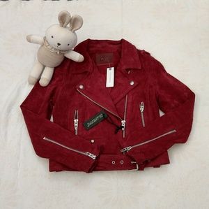 NWT Blanknyc Blank NYC Suede Moto Jacket Berry